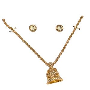 {Charter Club} Gold-Tone Bell Pendant Necklace & Crystal Stud Earrings